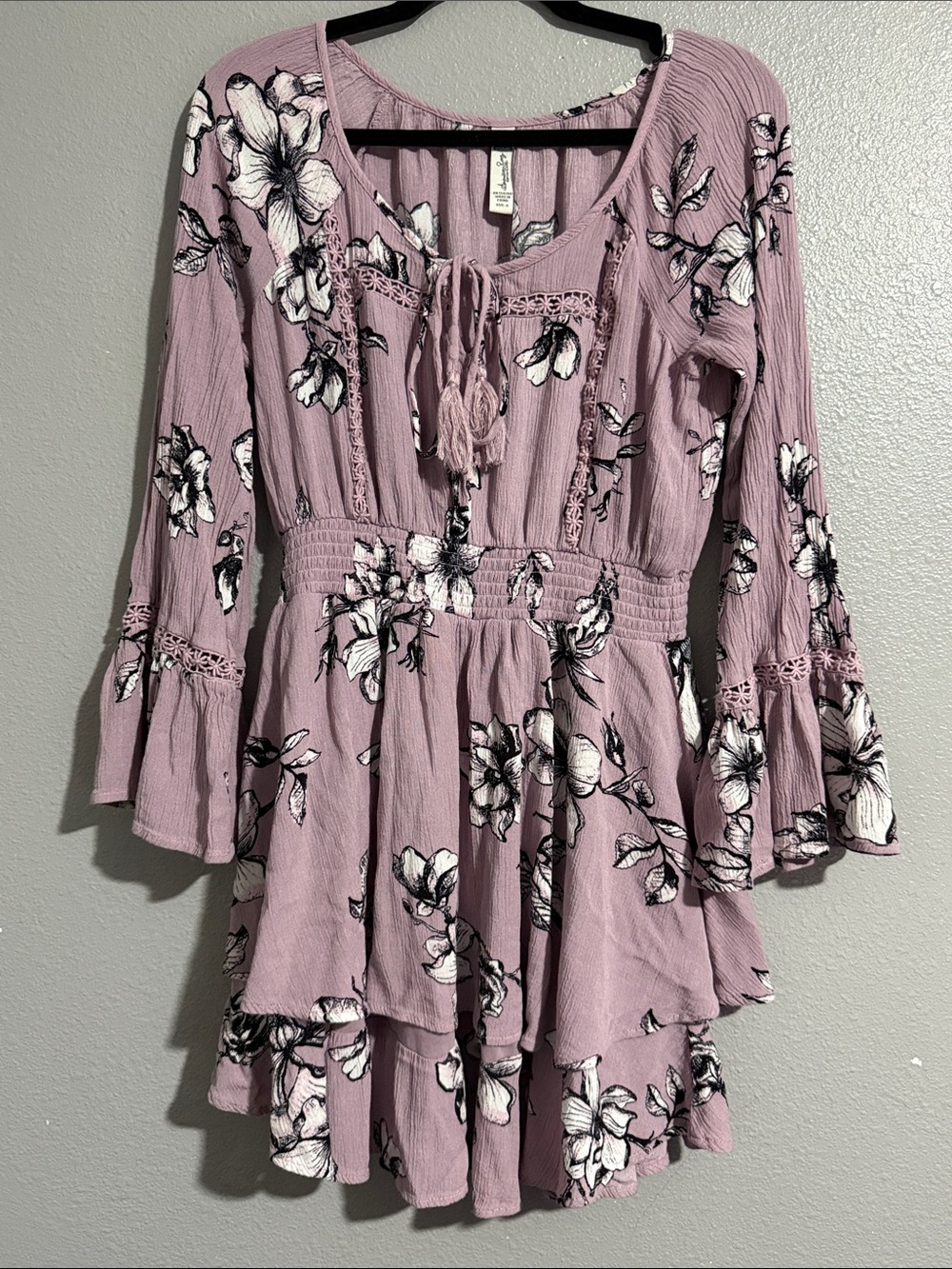 American Rag Floral Tiered Tie-Front Dress